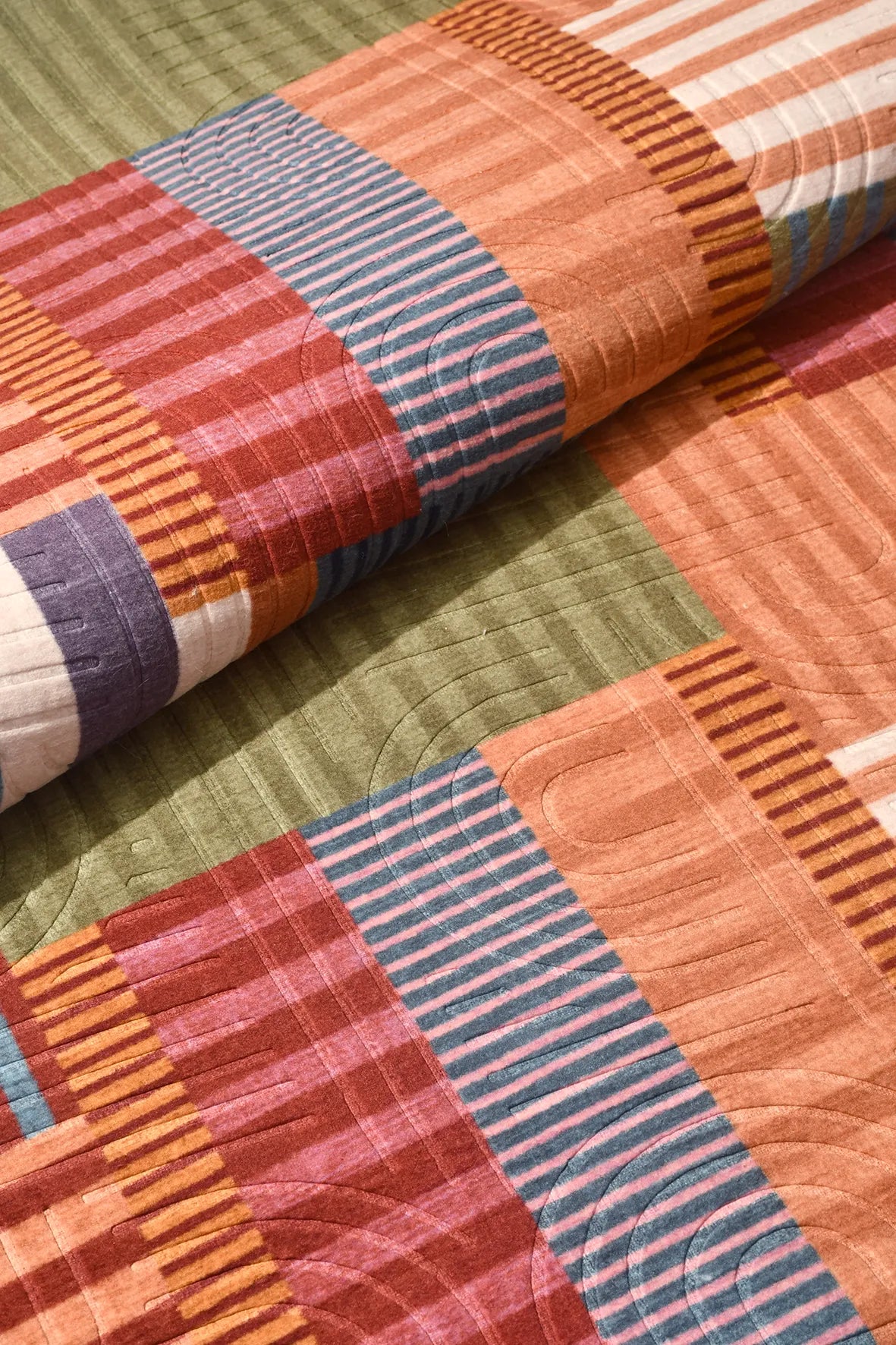 Renkli Kareli Patchwork Yıkanabilir Halı