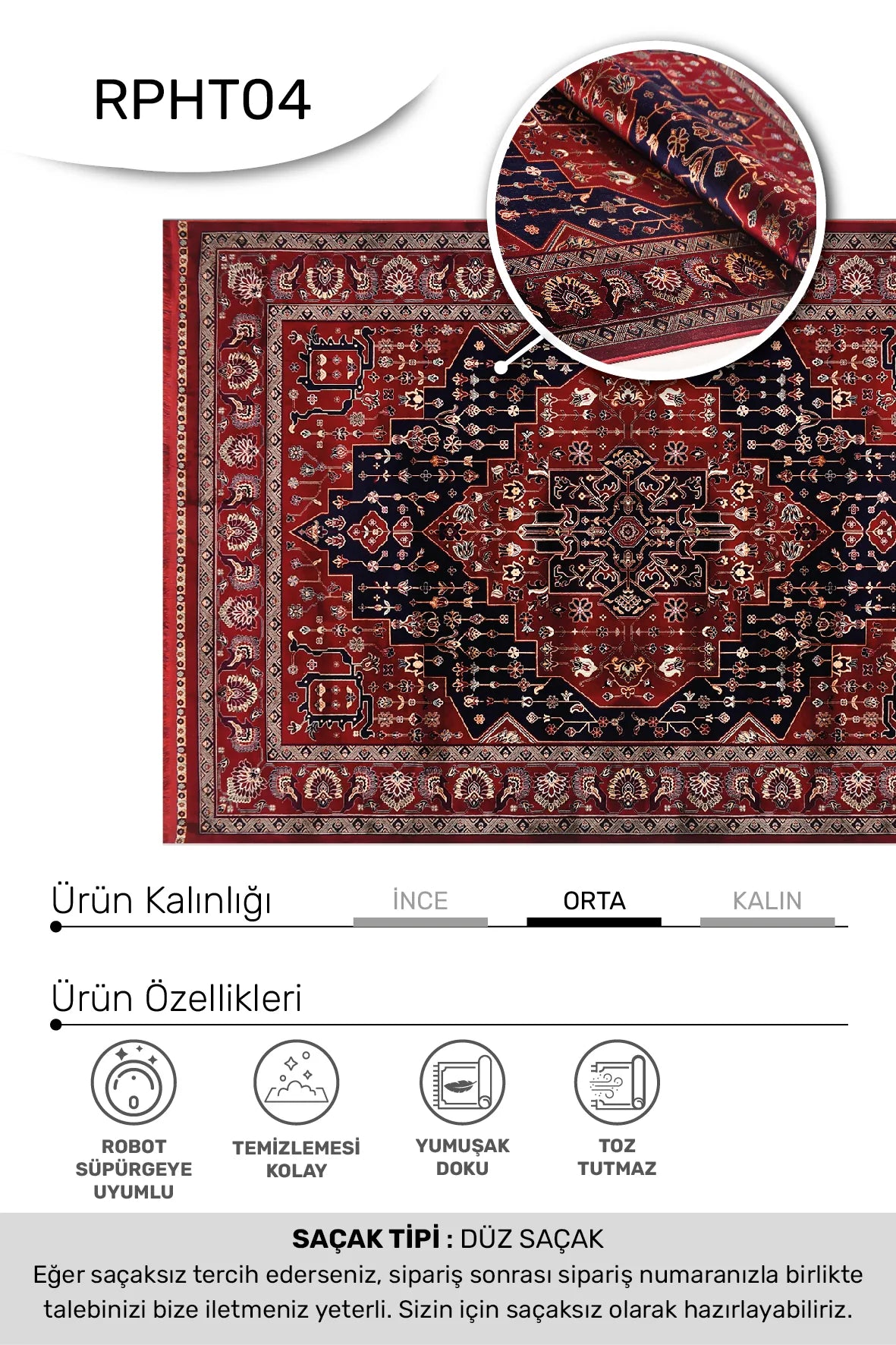 Kırmızı ve Lacivert Madalyonlu Klasik Halı