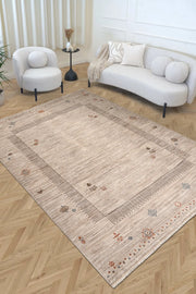 Bej ve Vizon Bordürlü Degrade Halı