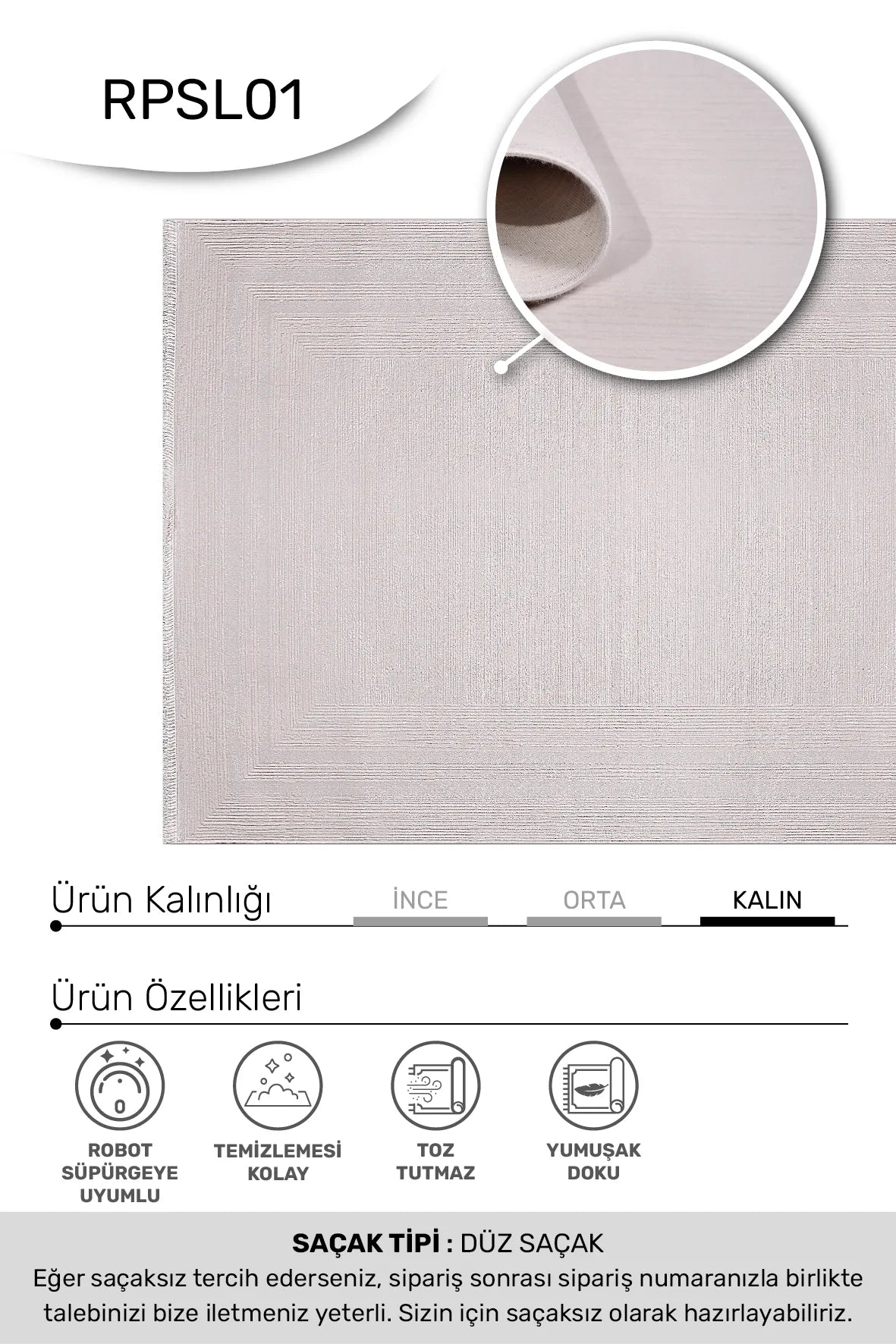Ekru Sade Dokulu Modern Halı