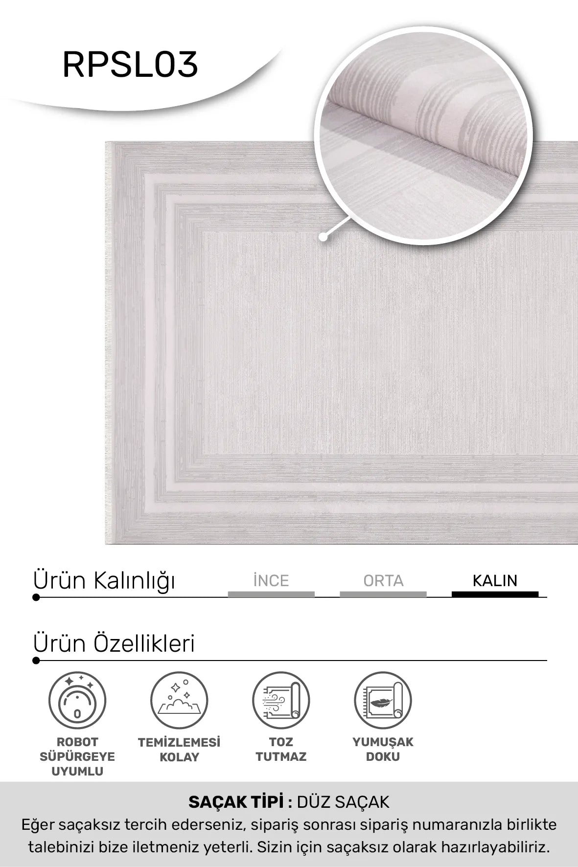 Ekru ve Bej Çerçeveli Minimal Halı