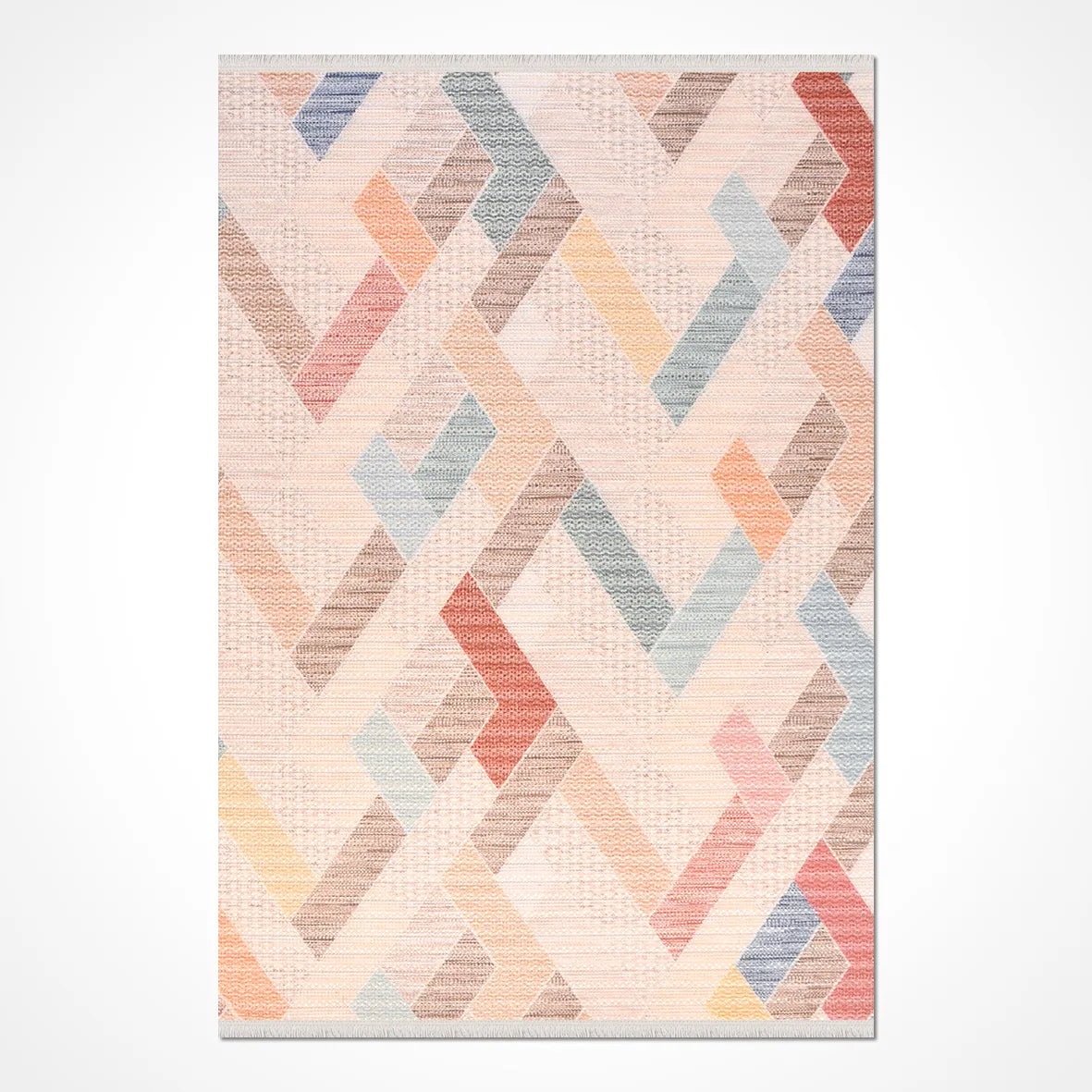Pastel Renkli Geometrik Desenli Halı