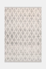 Gri ve Beyaz Geometrik Altıgen Desenli Halı