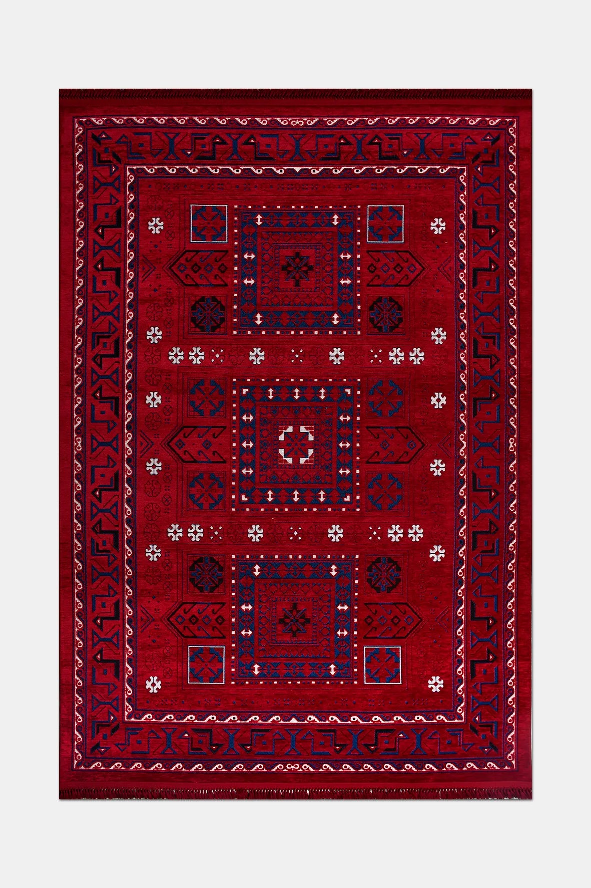 Kırmızı Geleneksel Göbekli Kilim