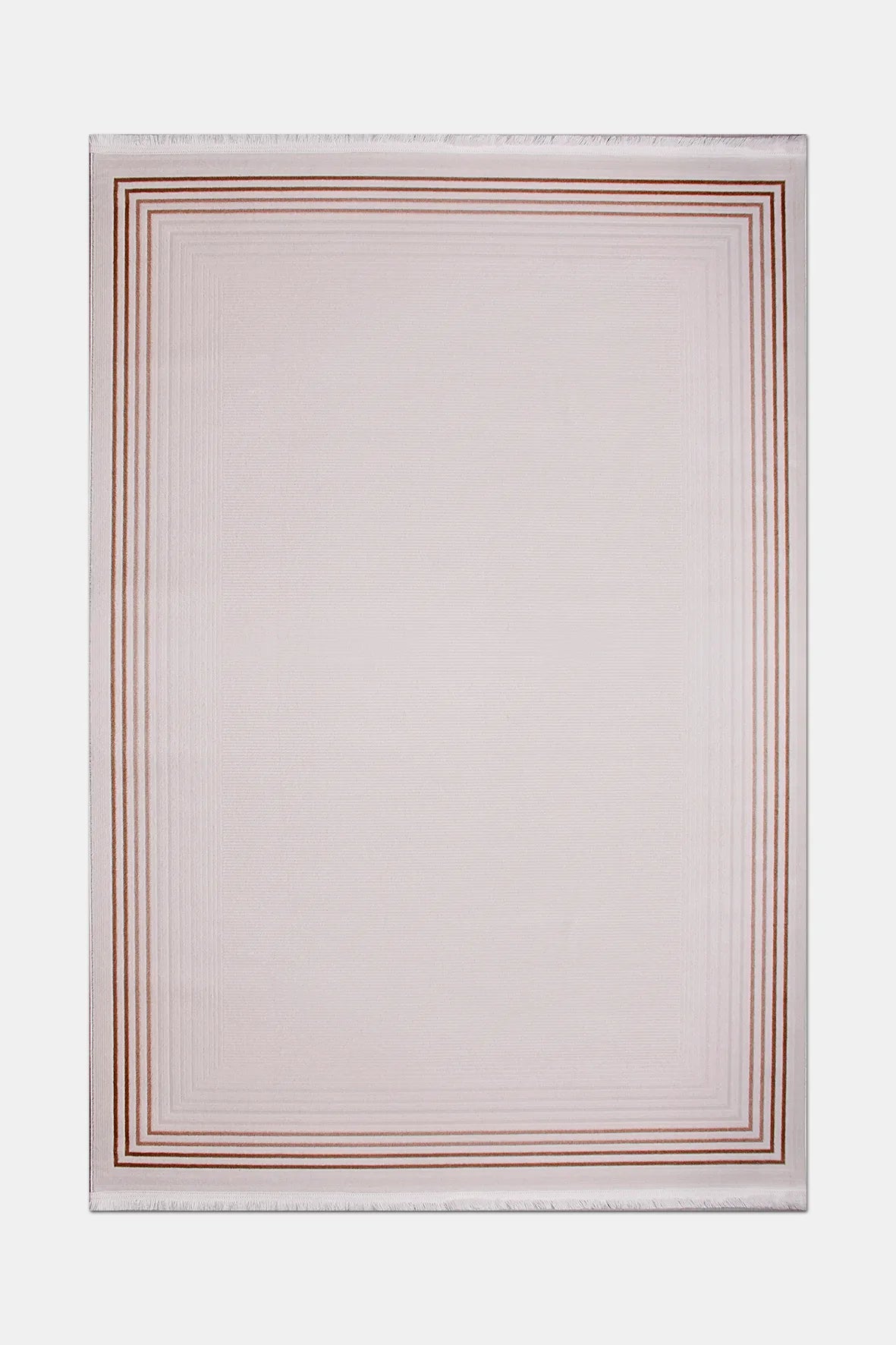 Krem ve Vizon Çizgili Minimal Halı