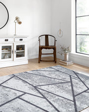 Gri ve Beyaz Geometrik Abstre Halı