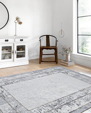 Açık Gri Modern Minimalist Çerçeveli Halı