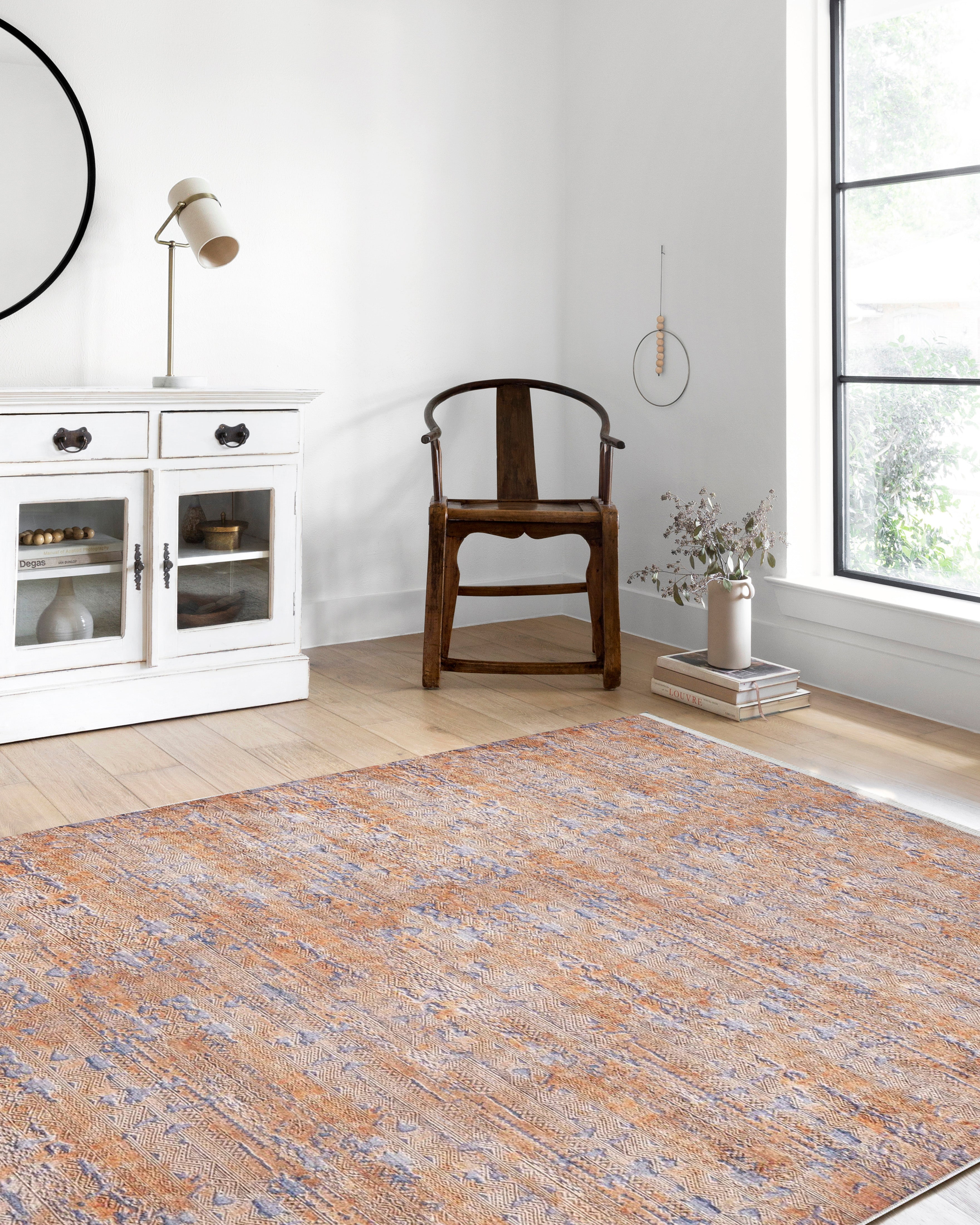Toprak Turuncu Mavi Modern Halı