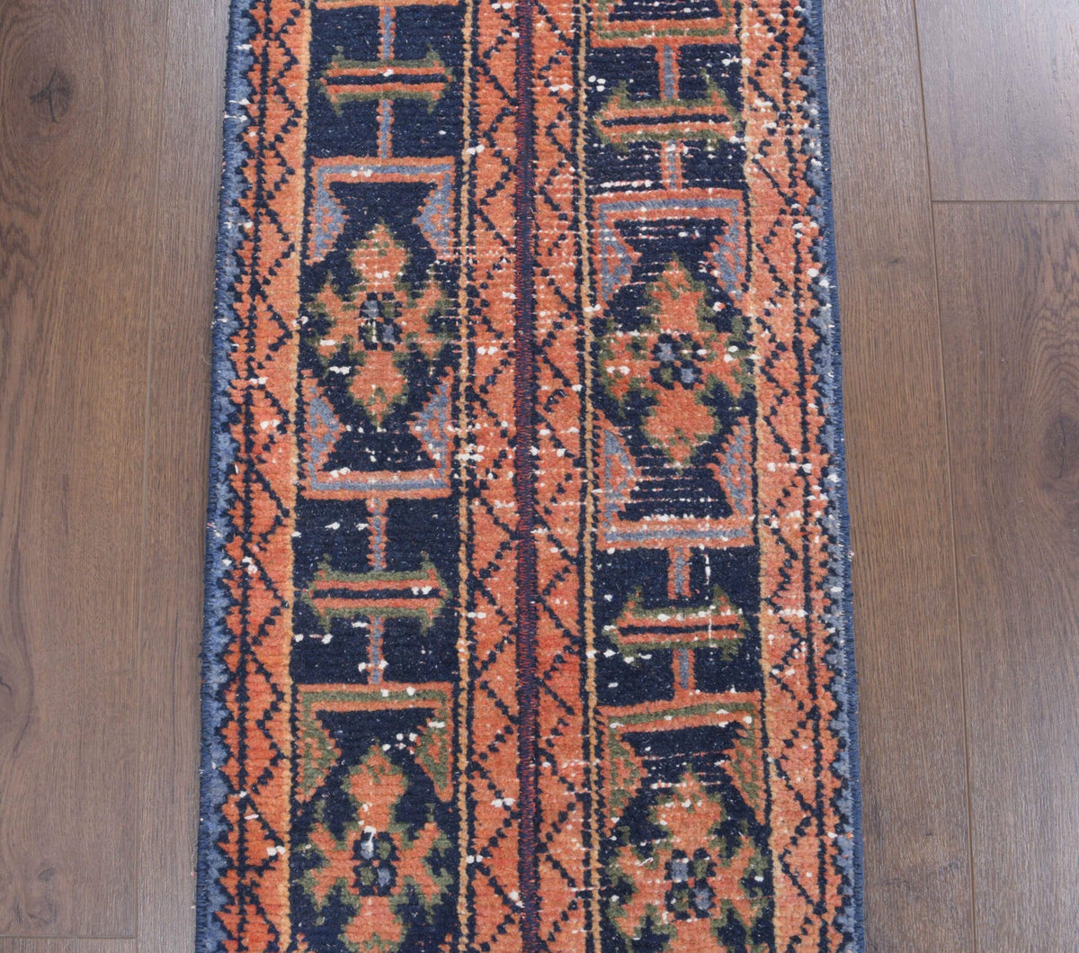 El yapımı vintage yolluk 43x335 cm oryantal desenli yün - desen detayı