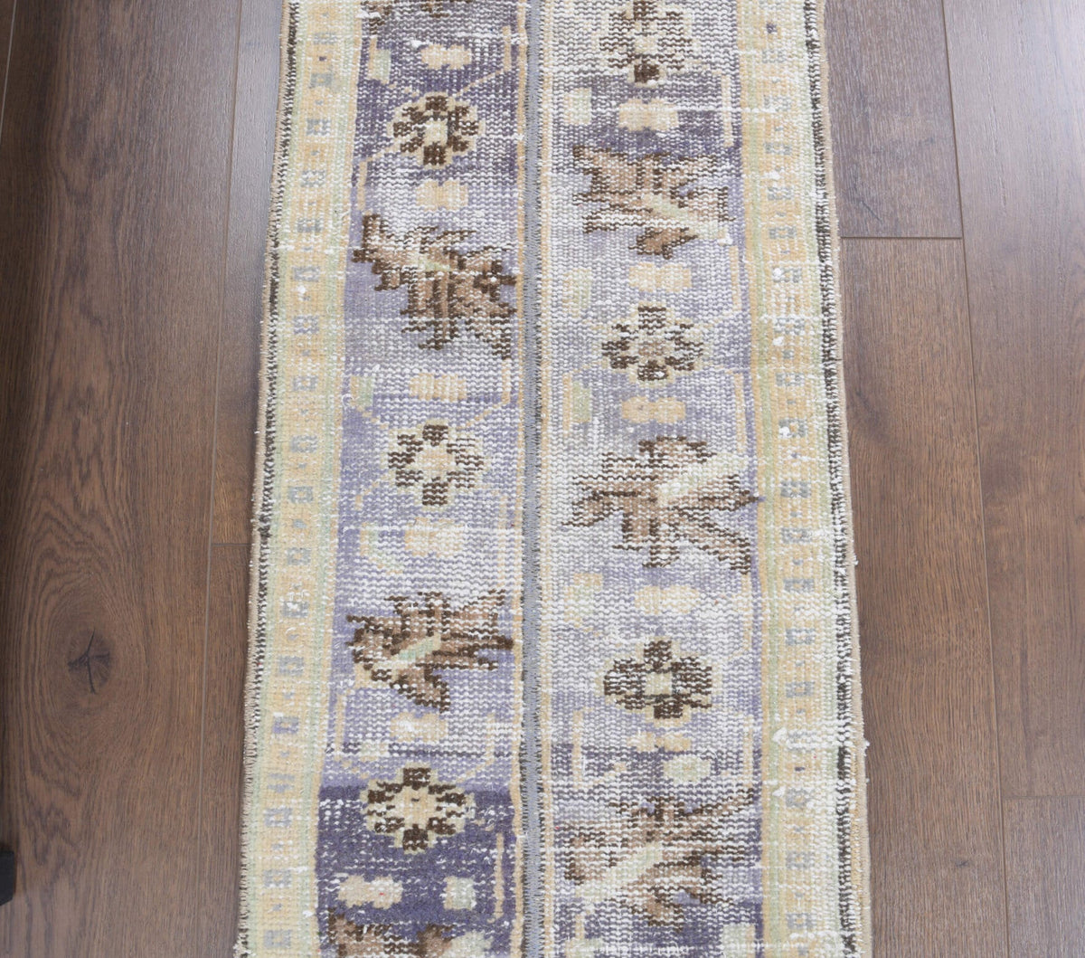 El yapımı vintage yolluk 43x213 cm oryantal desenli yün - desen detayı