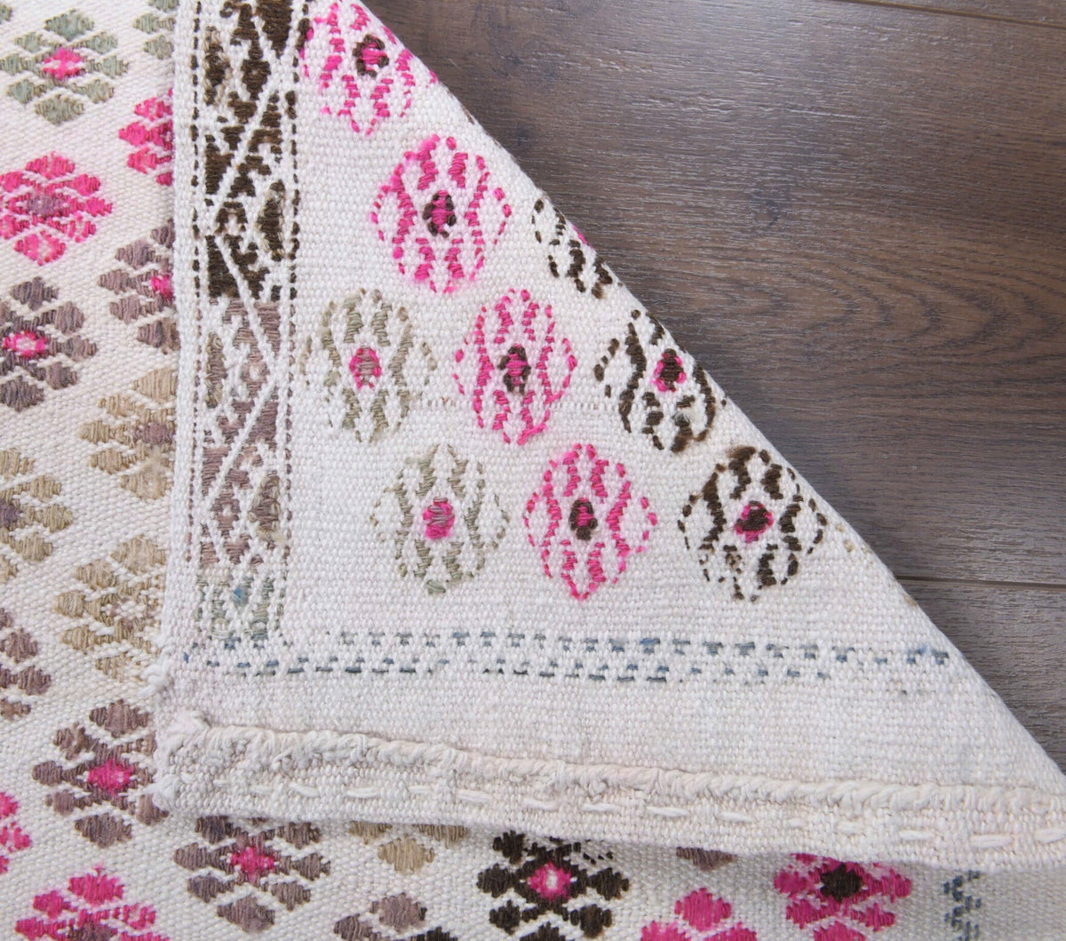 El yapımı vintage yolluk 43x213 cm oryantal desenli yün - desen detayı