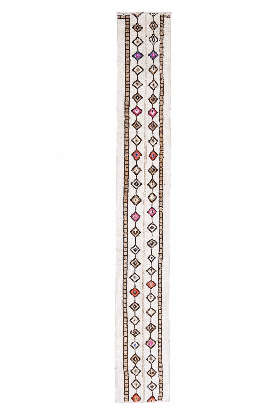 El yapımı vintage yolluk 36x279 cm i̇kat desenli yün - farklı açıdan görünüm
