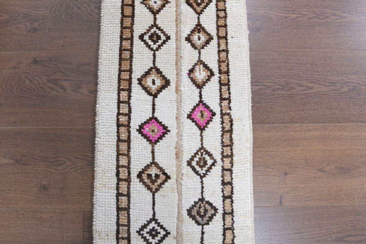 El yapımı vintage yolluk 36x279 cm i̇kat desenli yün - mekan görünümü