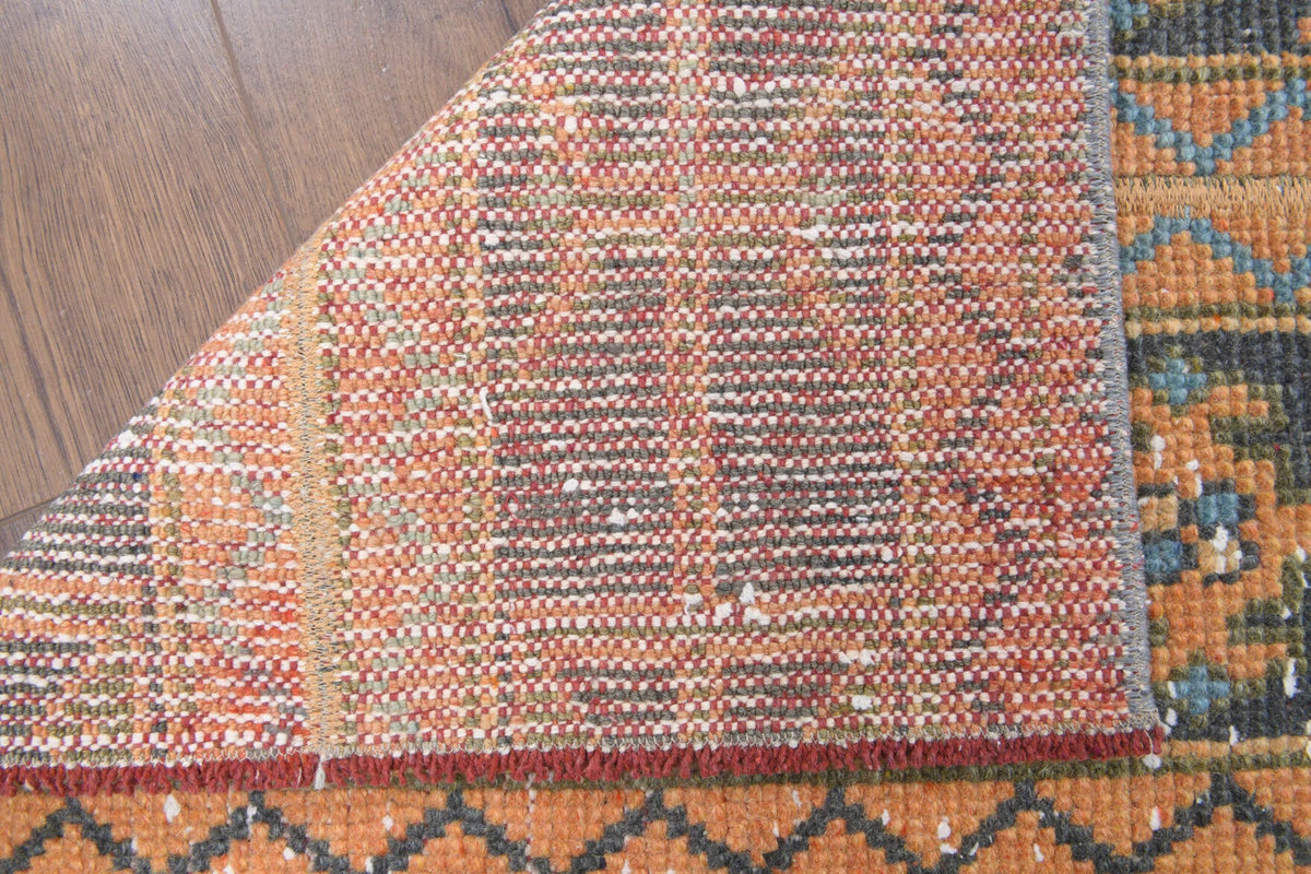 El yapımı vintage yolluk 51x295 cm oryantal desenli yün - üstten görünüm