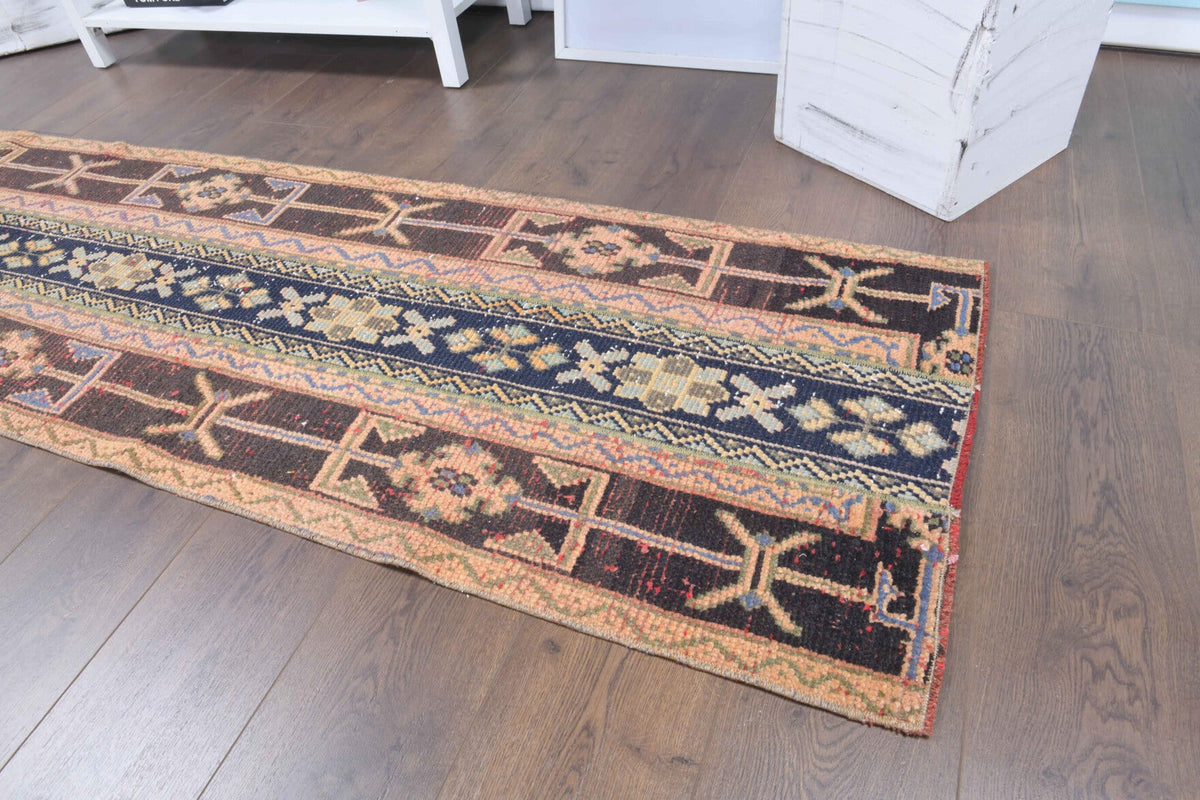 El yapımı vintage yolluk 64x292 cm i̇kat desenli yün - mekan görünümü