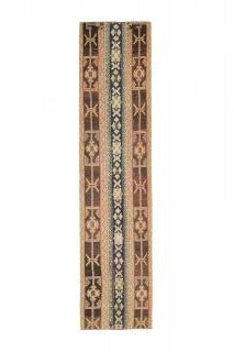 El yapımı vintage yolluk 64x292 cm i̇kat desenli yün - açık alan görünümü