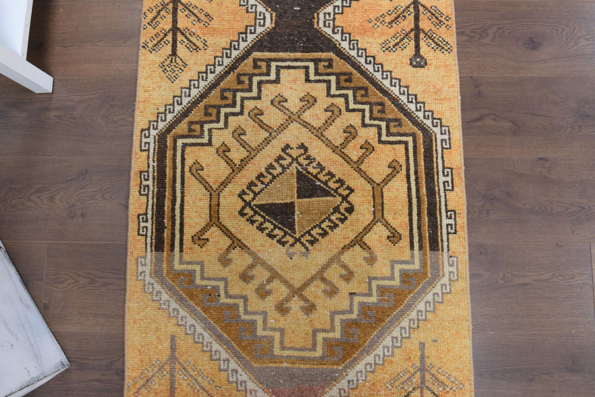 El yapımı vintage yolluk 74x302 cm tribal desenli yün - desen detayı