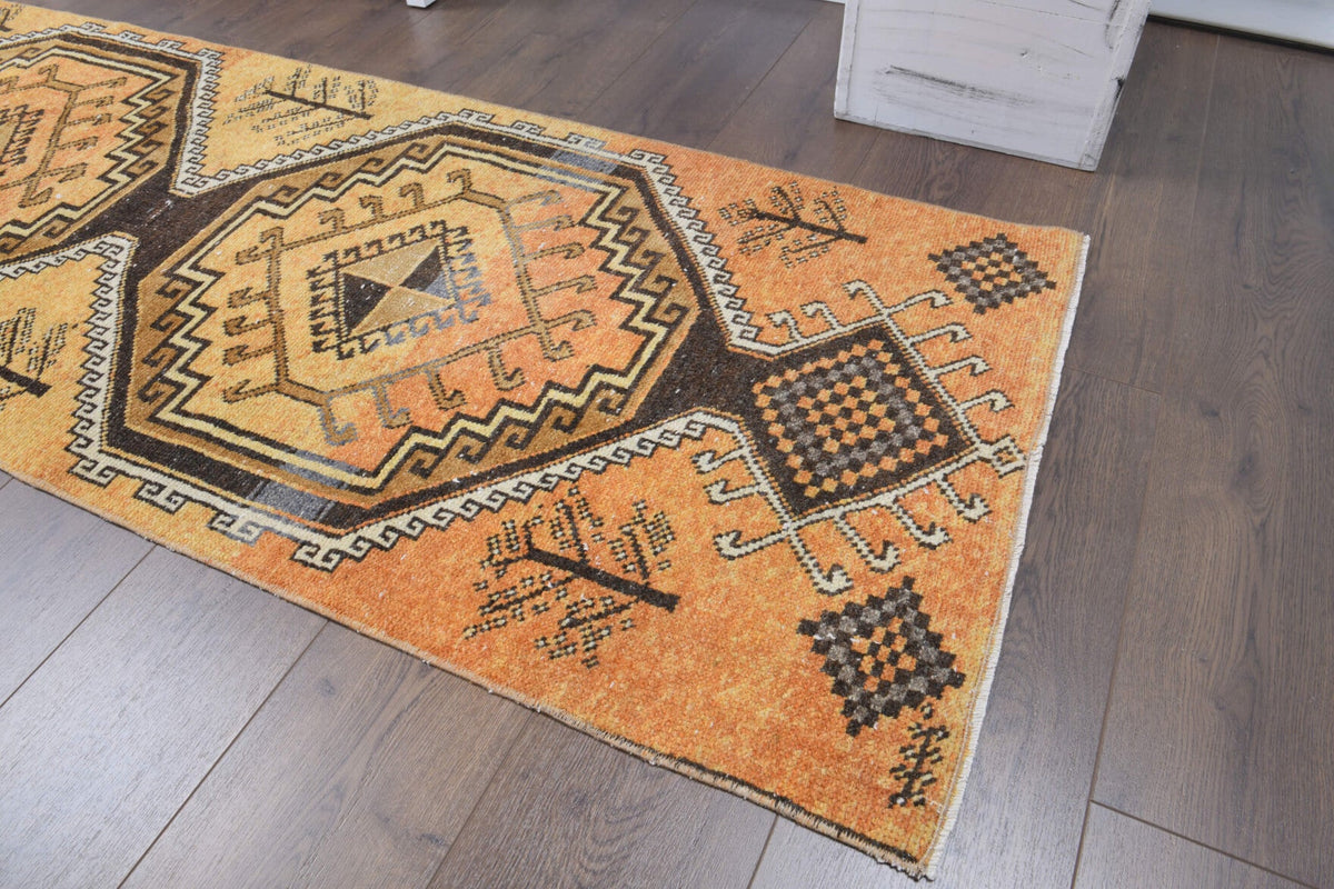 El yapımı vintage yolluk 74x302 cm tribal desenli yün - mekan görünümü