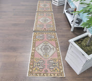 El yapımı vintage yolluk 51x315 cm oryantal desenli yün - detay görünümü