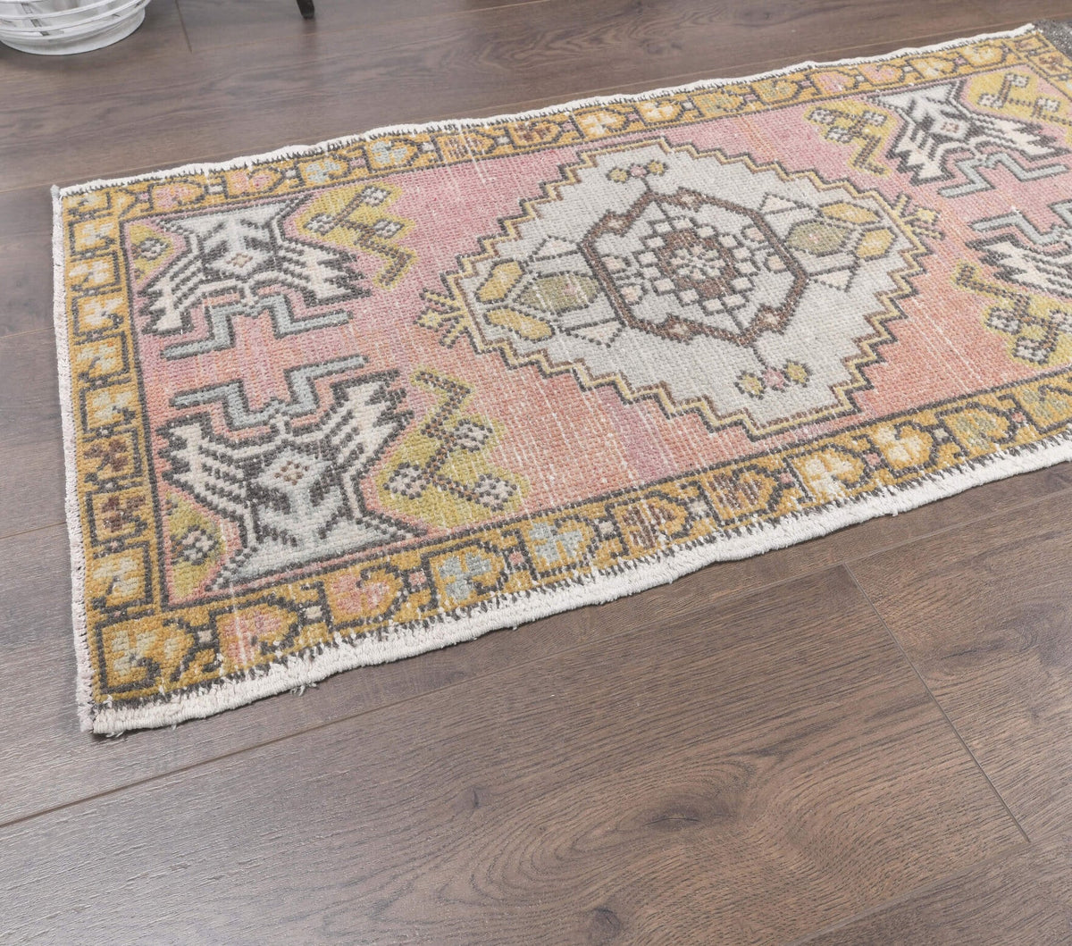 El yapımı vintage yolluk 51x315 cm oryantal desenli yün - desen detayı