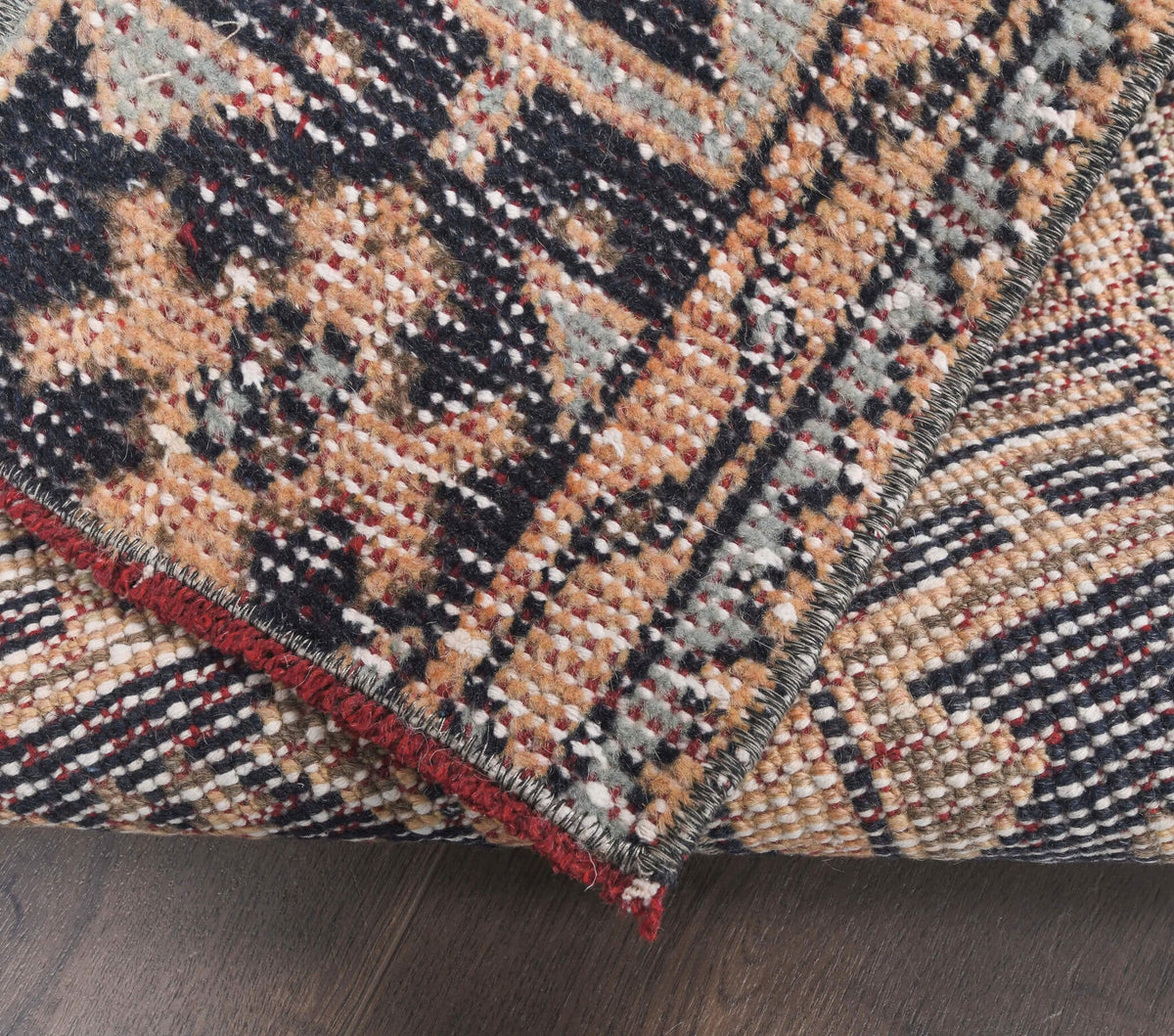 El yapımı vintage yolluk 48x318 cm i̇kat desenli yün - desen detayı