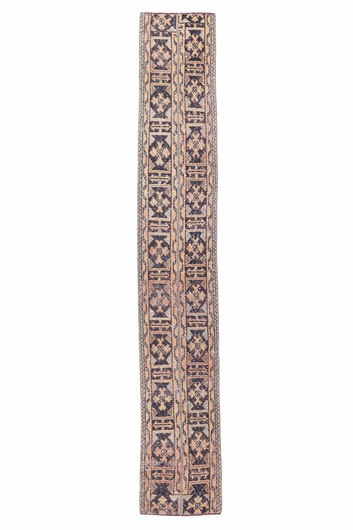 El yapımı vintage yolluk 48x318 cm i̇kat desenli yün - açık alan görünümü