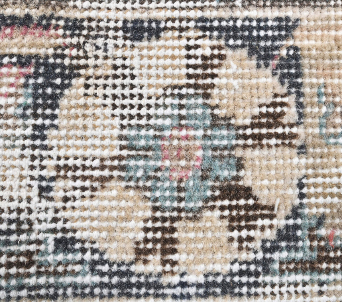 Antre ve koridor için çiçek desenli el dokuma vintage yolluk – 50x304 cm