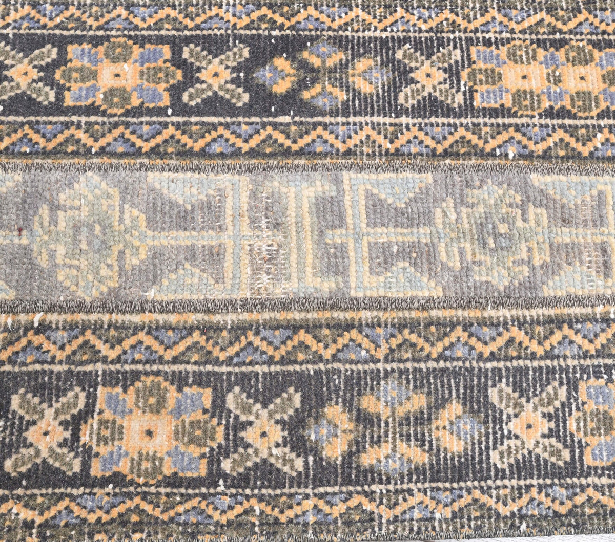 El yapımı vintage yolluk 56x290 cm tribal desenli yün - desen detayı