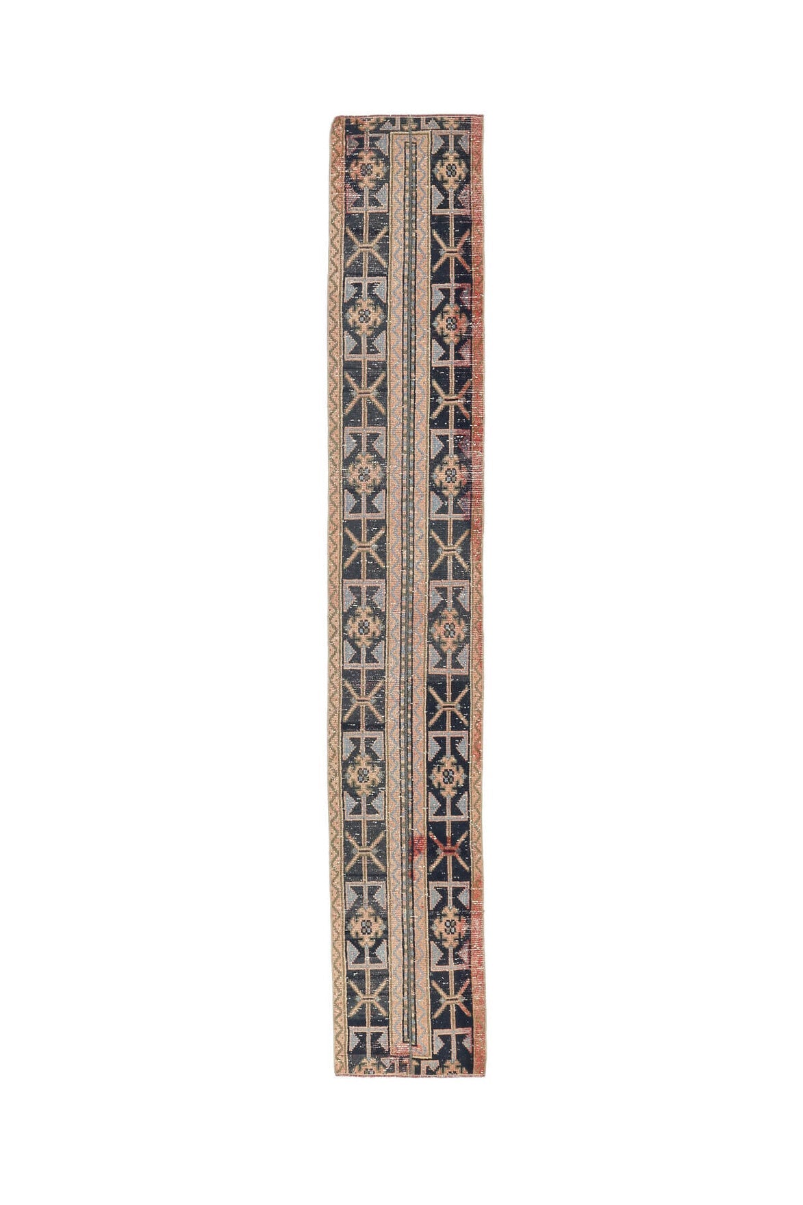 El yapımı vintage yolluk 48x310 cm i̇kat desenli yün - farklı açıdan görünüm