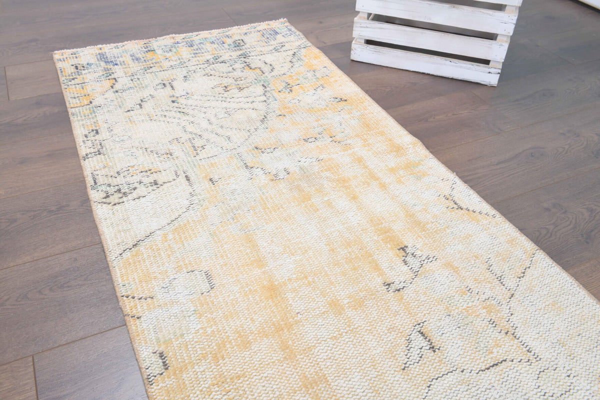 El yapımı vintage yolluk 71x302 cm çiçek desenli desenli yün - desen detayı