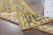 El yapımı vintage yolluk 56x348 cm i̇kat desenli yün - detay görünümü