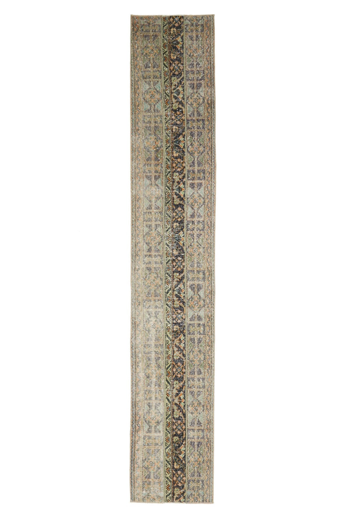 El yapımı vintage yolluk 56x338 cm i̇kat desenli yün - açık alan görünümü
