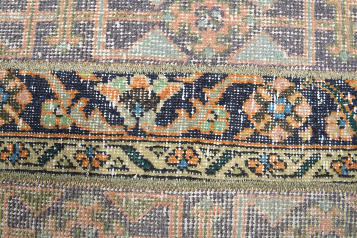 El yapımı vintage yolluk 56x338 cm i̇kat desenli yün - kenar ve saçak detayı