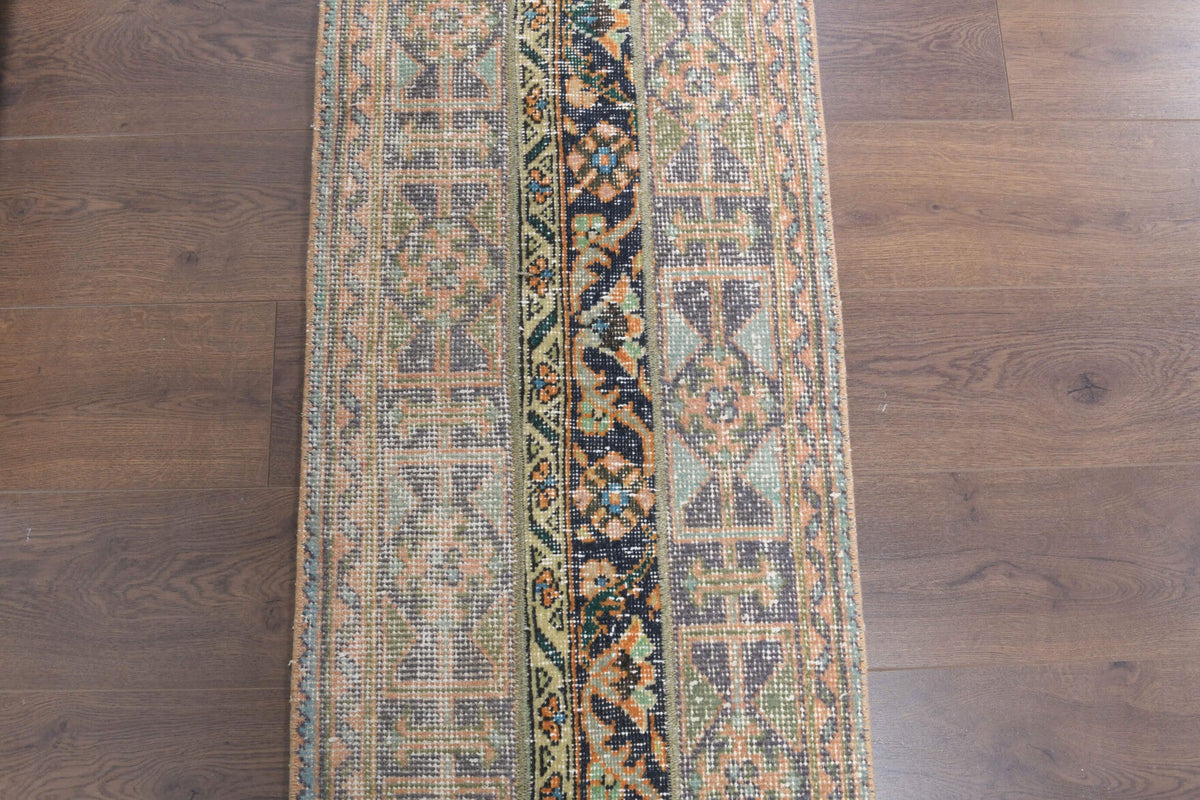 El yapımı vintage yolluk 56x338 cm i̇kat desenli yün - desen detayı