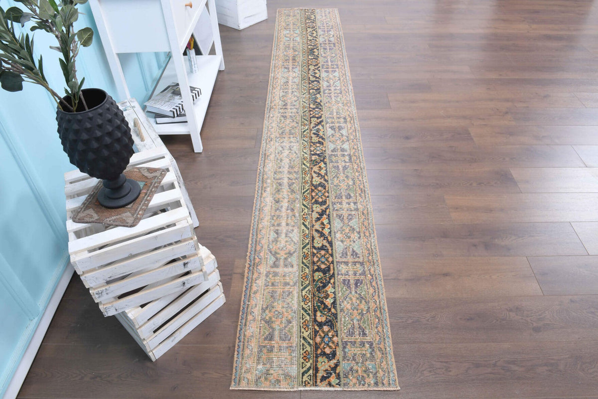 El yapımı vintage yolluk 56x338 cm i̇kat desenli yün - mekan görünümü