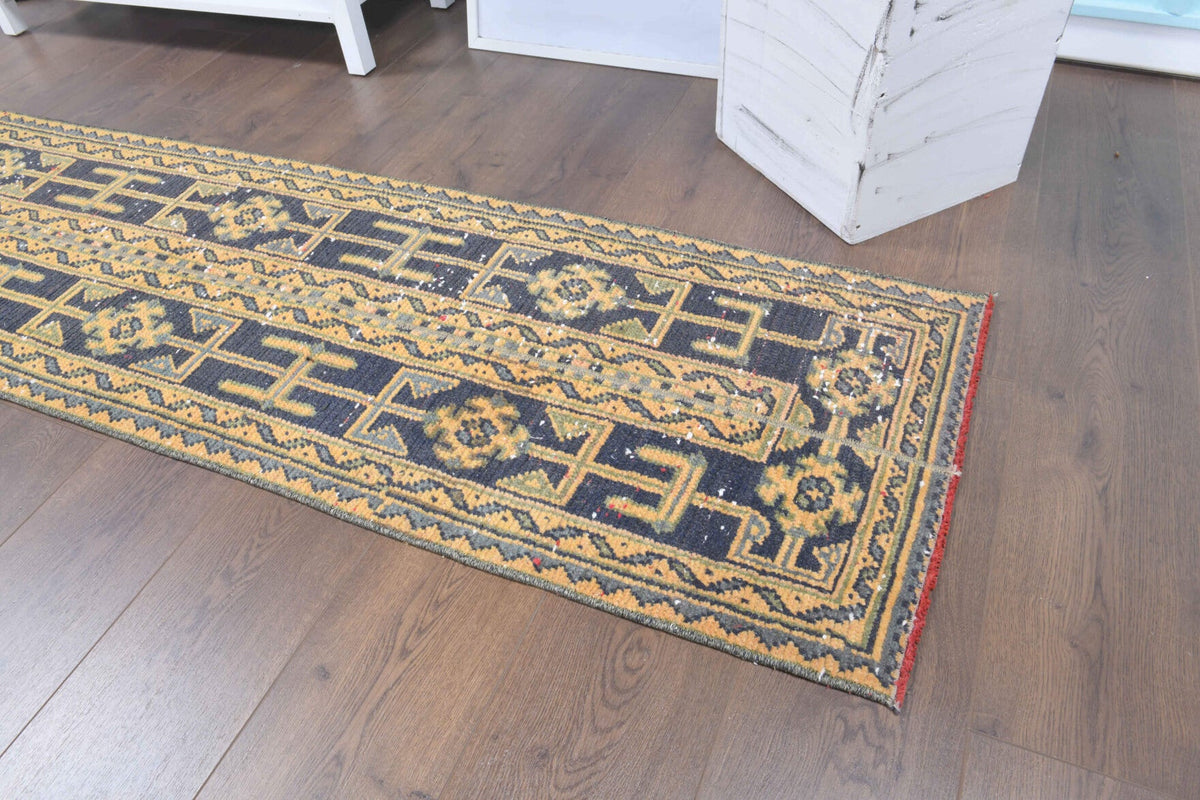 El yapımı vintage yolluk 56x325 cm i̇kat desenli yün - mekan görünümü