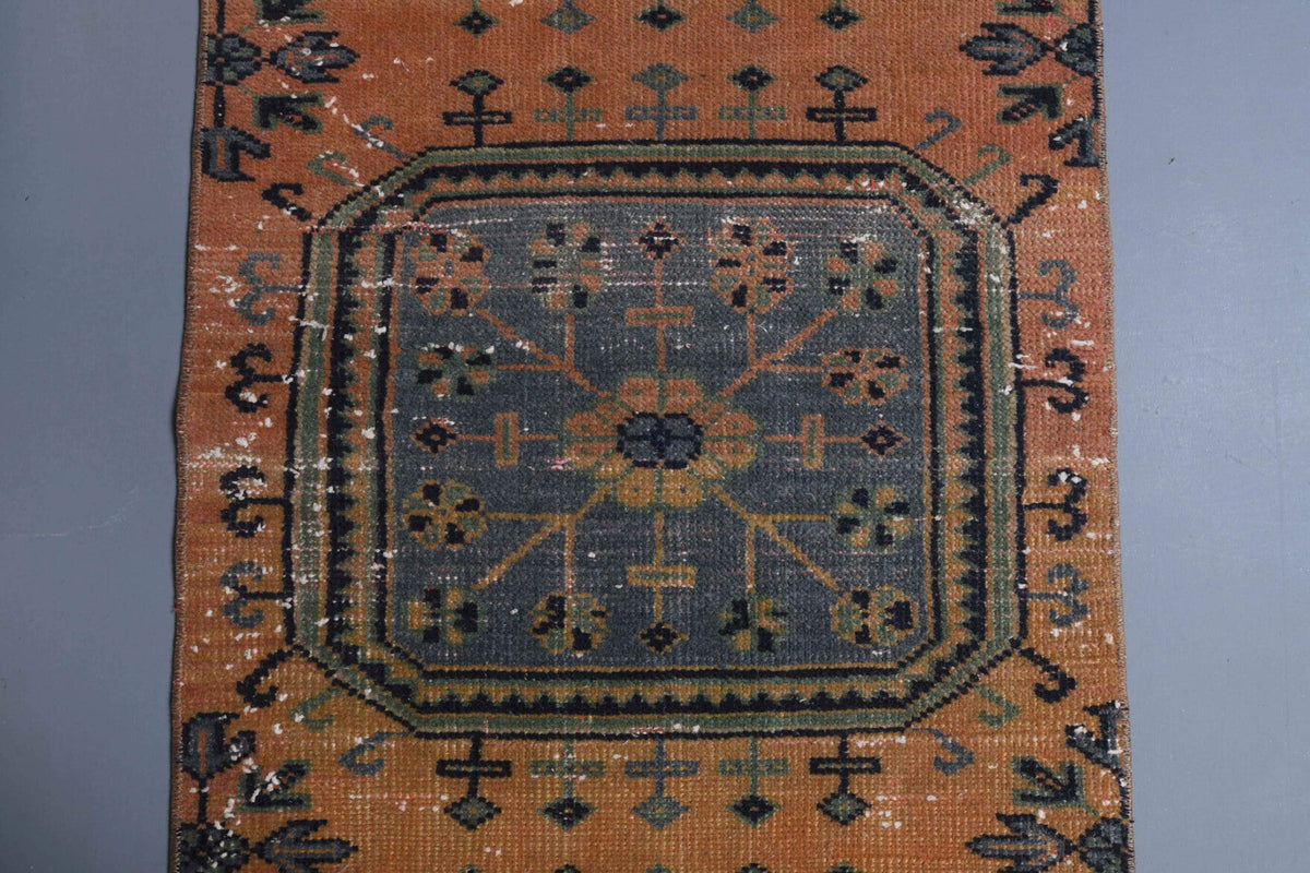 El yapımı vintage yolluk 66x345 cm i̇kat desenli yün - desen detayı
