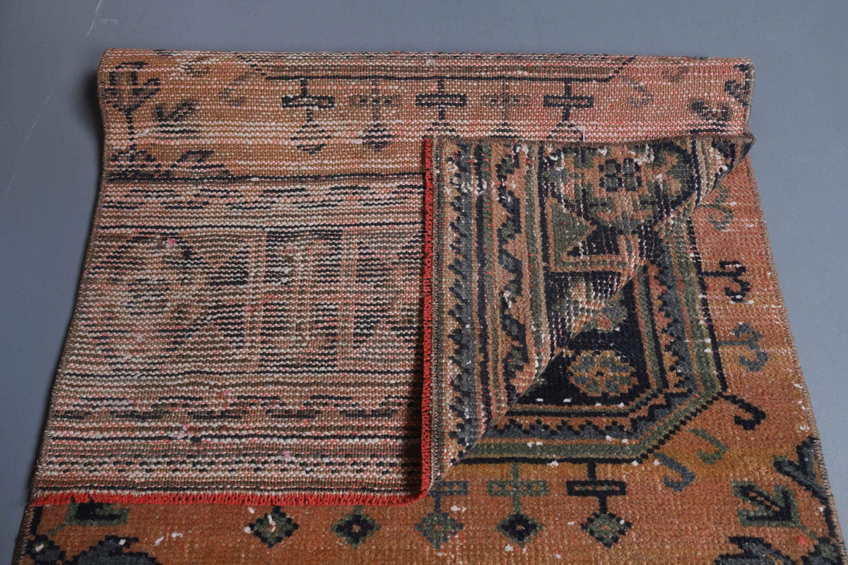 El yapımı vintage yolluk 66x345 cm i̇kat desenli yün - mekan görünümü