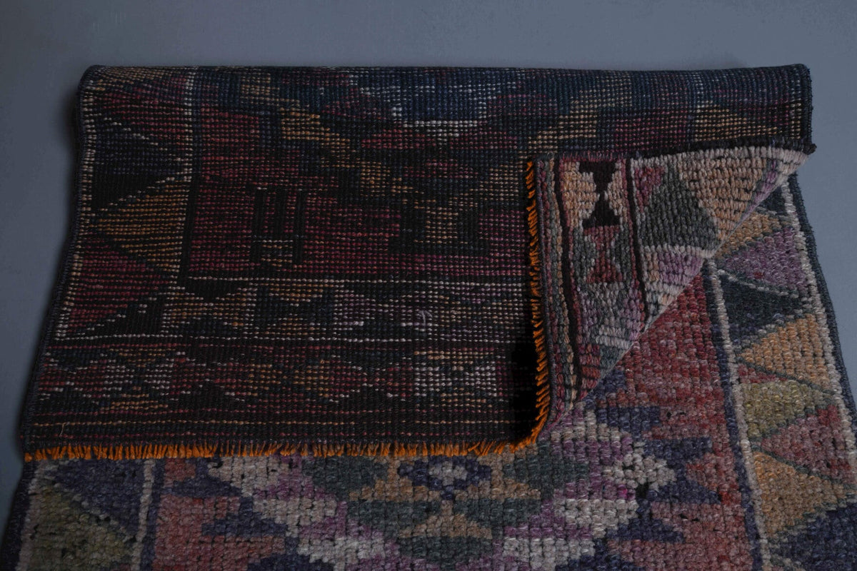 El yapımı vintage yolluk 74x338 cm geometrik desenli yün - desen detayı