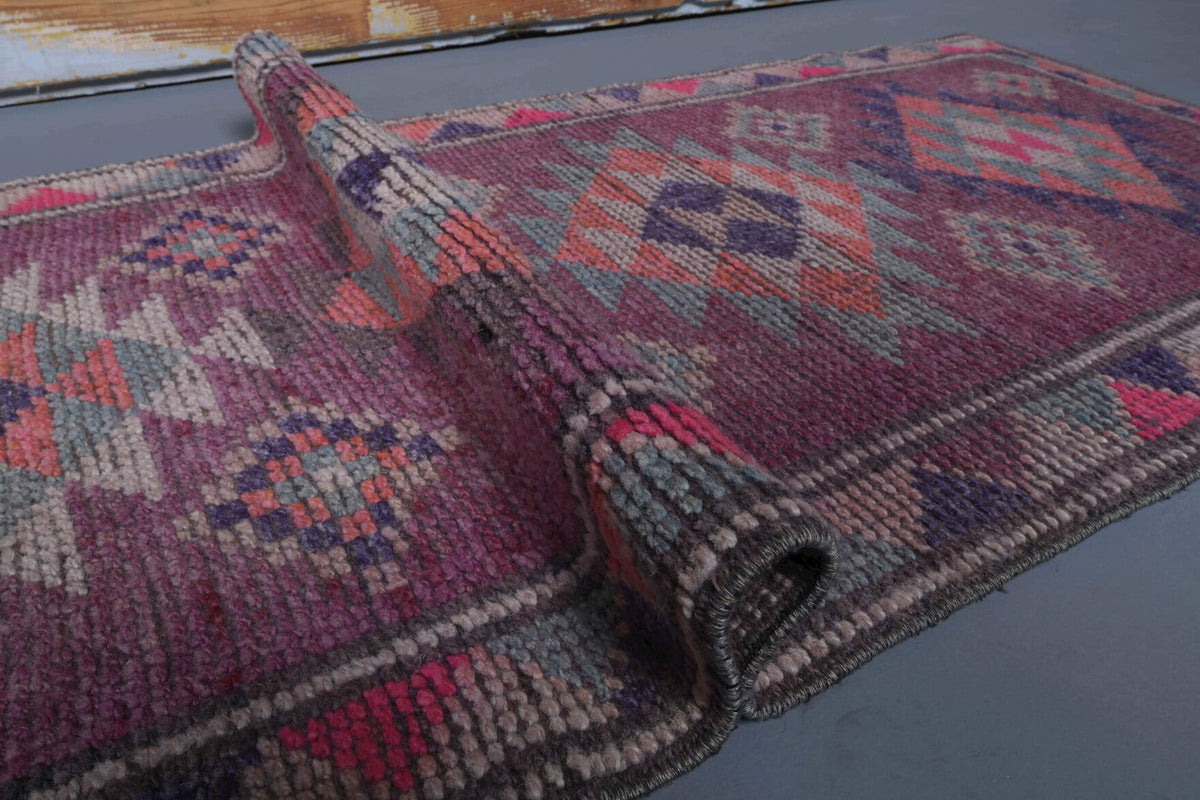 El yapımı vintage yolluk 74x330 cm i̇kat desenli yün - mekan görünümü