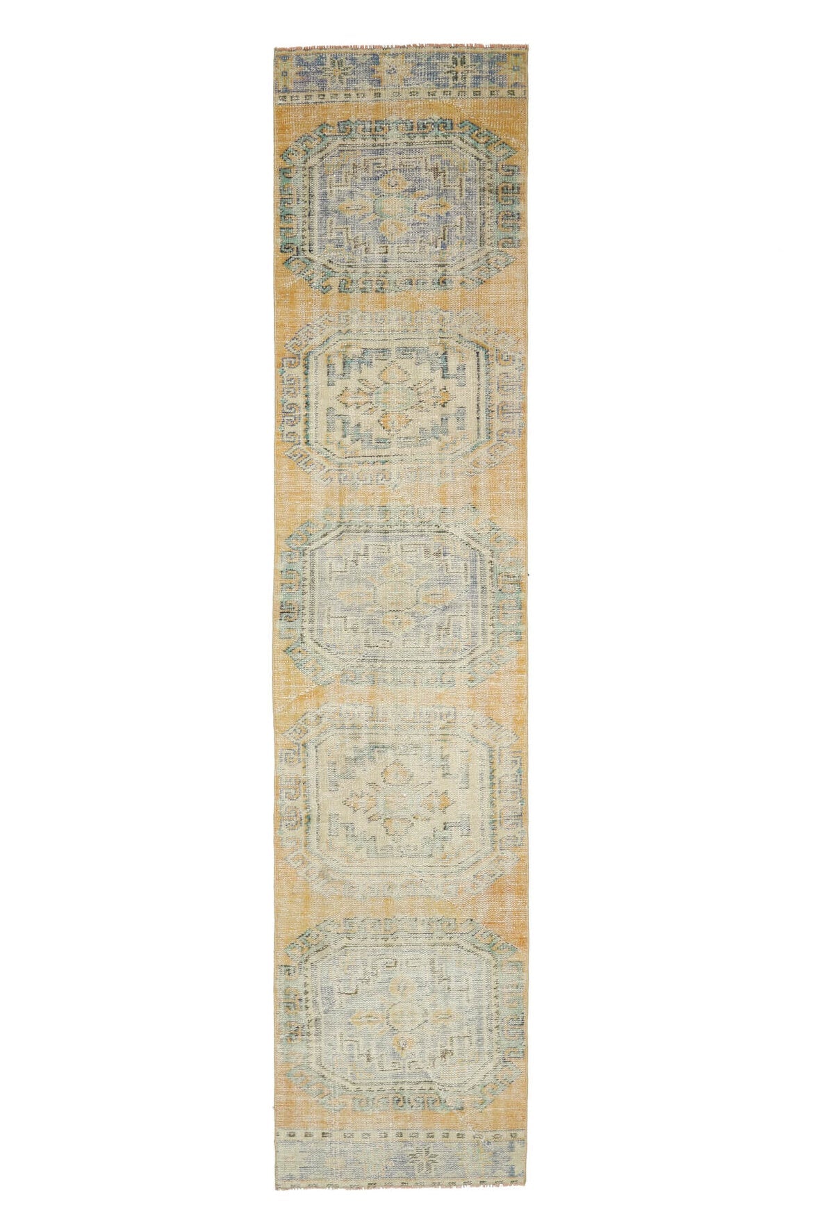 El yapımı vintage yolluk 74x340 cm oryantal desenli yün - farklı açıdan görünüm