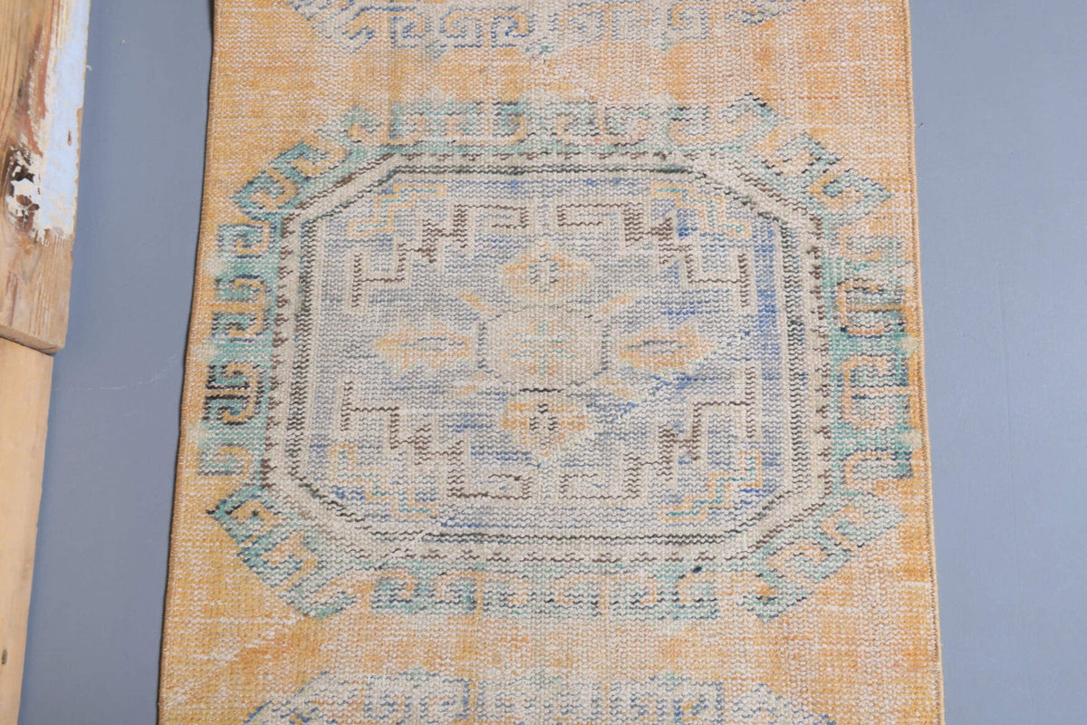 El yapımı vintage yolluk 74x340 cm oryantal desenli yün - desen detayı