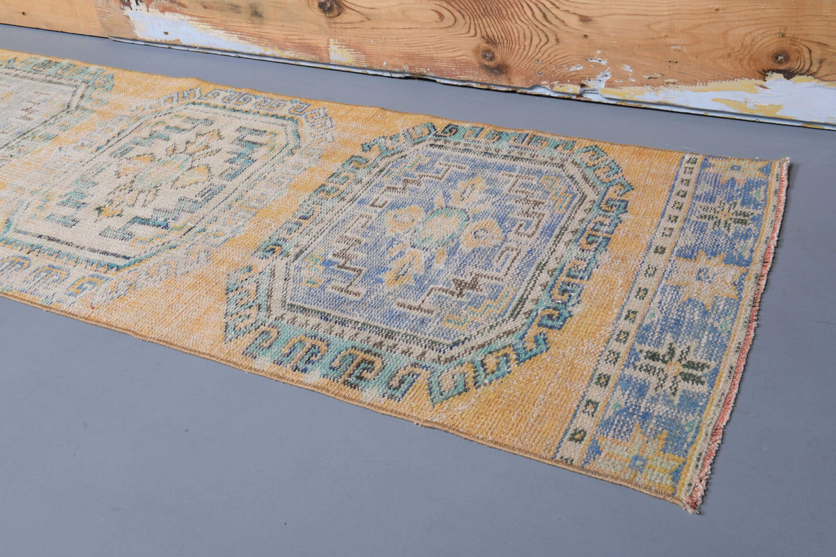 El yapımı vintage yolluk 74x340 cm oryantal desenli yün - mekan görünümü