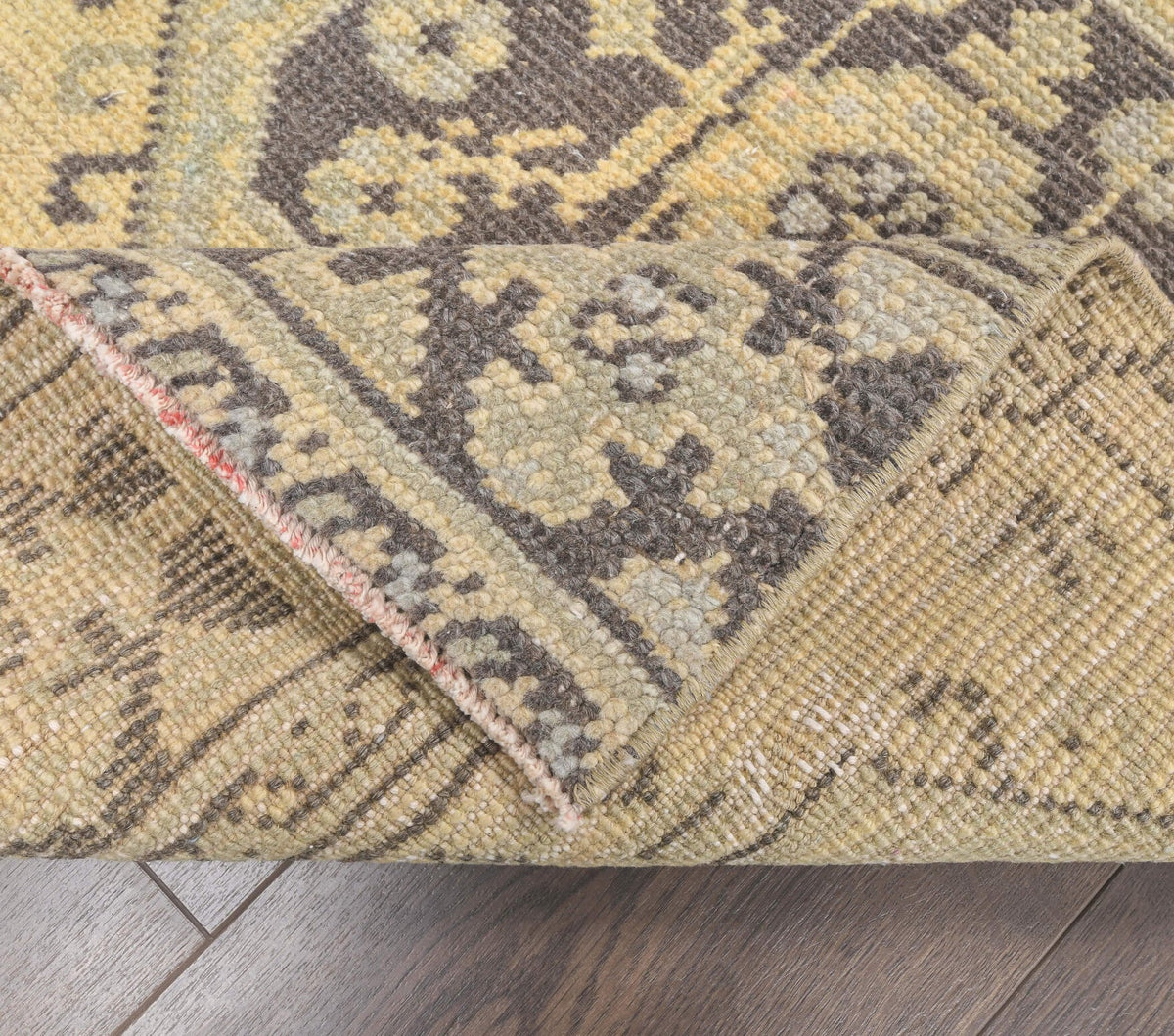 El yapımı vintage yolluk 74x323 cm çiçek desenli desenli yün - desen detayı
