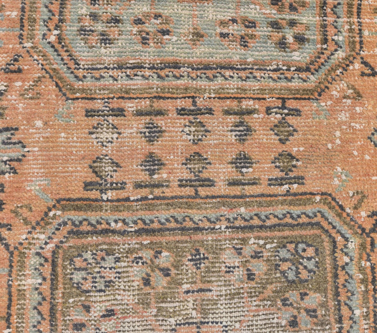 El yapımı vintage yolluk 71x338 cm çiçek desenli desenli yün - üstten görünüm