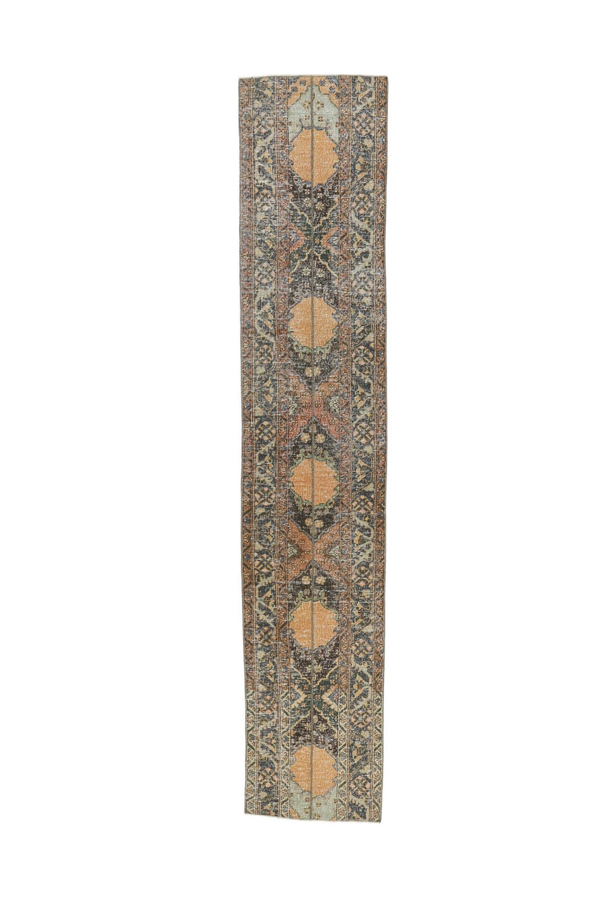 El yapımı vintage yolluk 64x345 cm i̇kat desenli yün - farklı açıdan görünüm