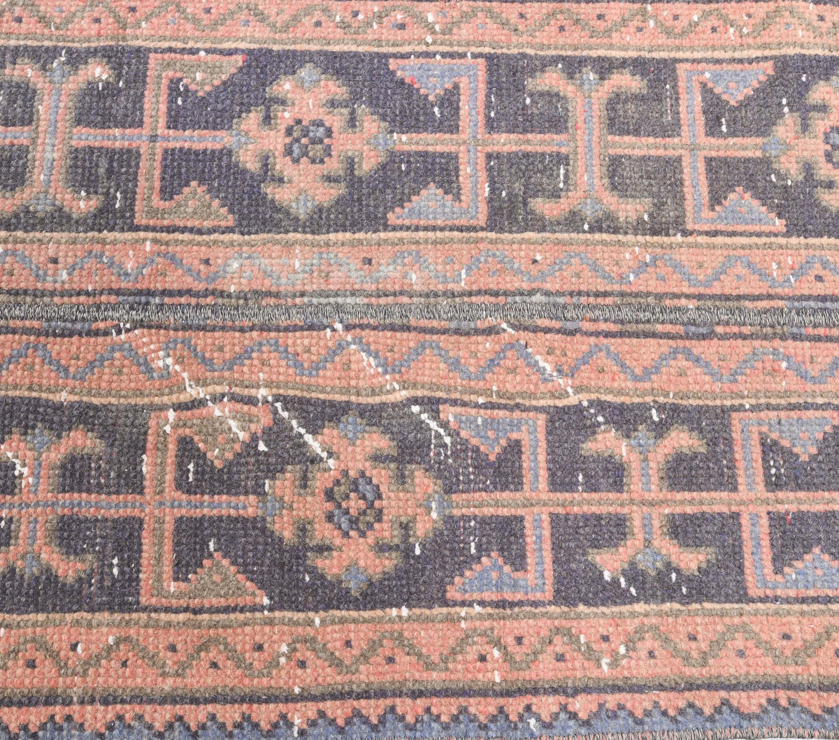 El yapımı vintage yolluk 56x330 cm patchwork desenli yün - desen detayı