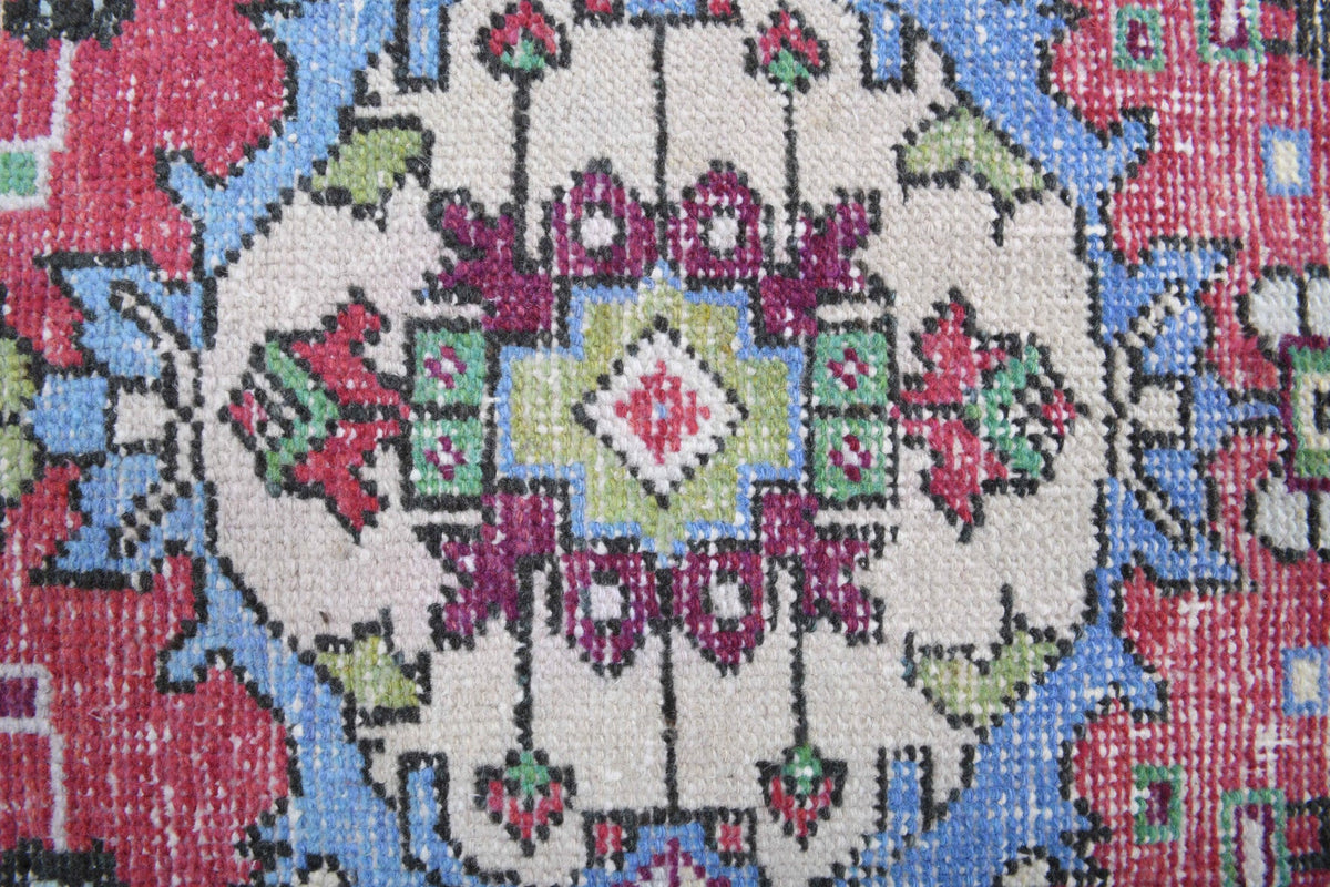 El yapımı vintage yolluk 61x320 cm oryantal desenli yün - desen detayı