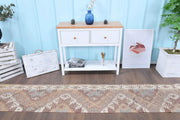 1970'lerden Anadolu kökenli ikat desenli vintage kilim yolluk, 55x333 cm