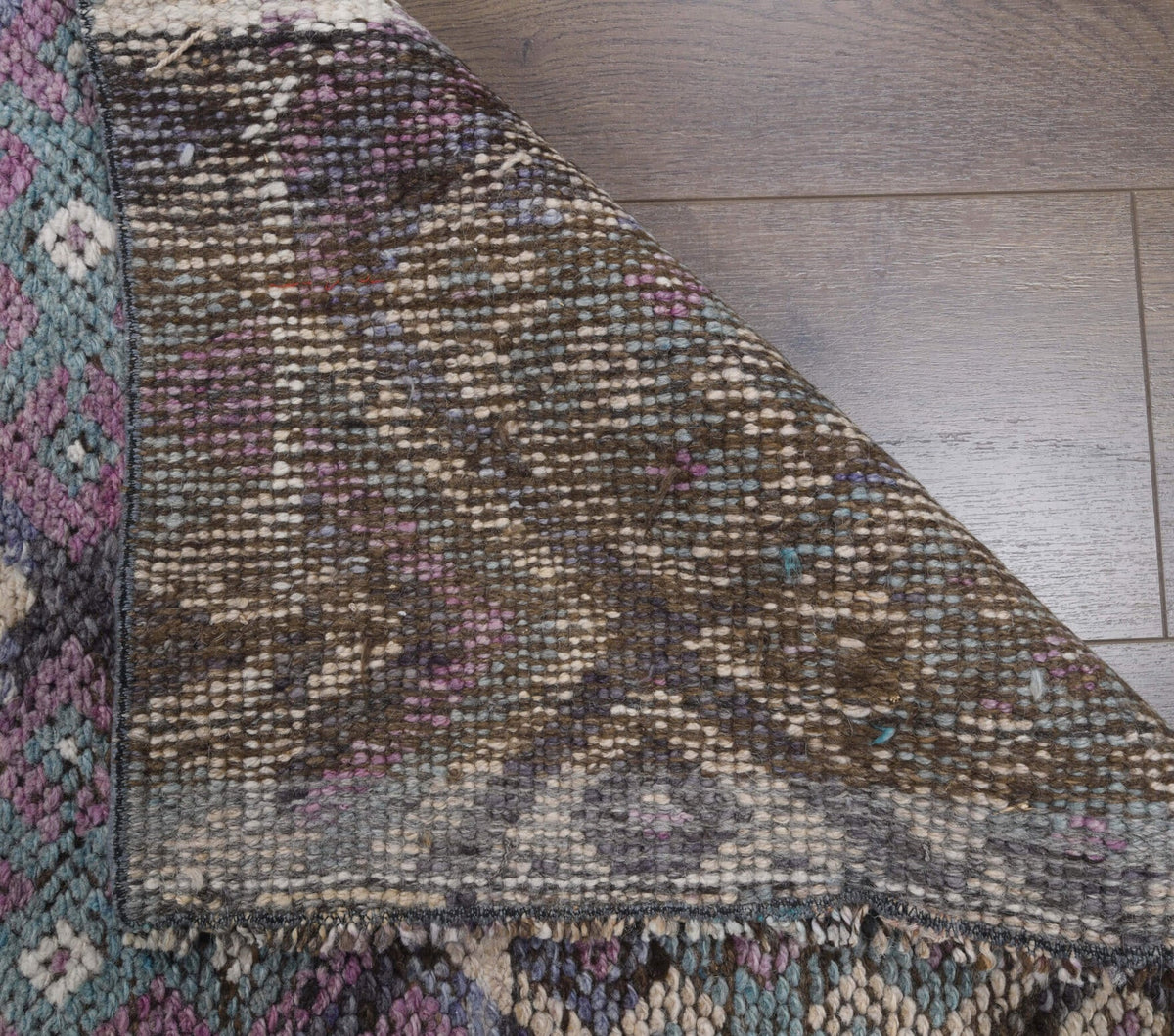 El yapımı vintage yolluk 74x351 cm geometrik desenli yün - desen detayı